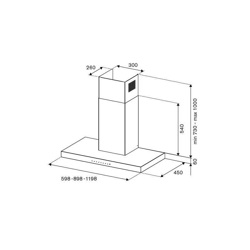 Hotte plate BERTAZZONI Professional Inox 120 cm
