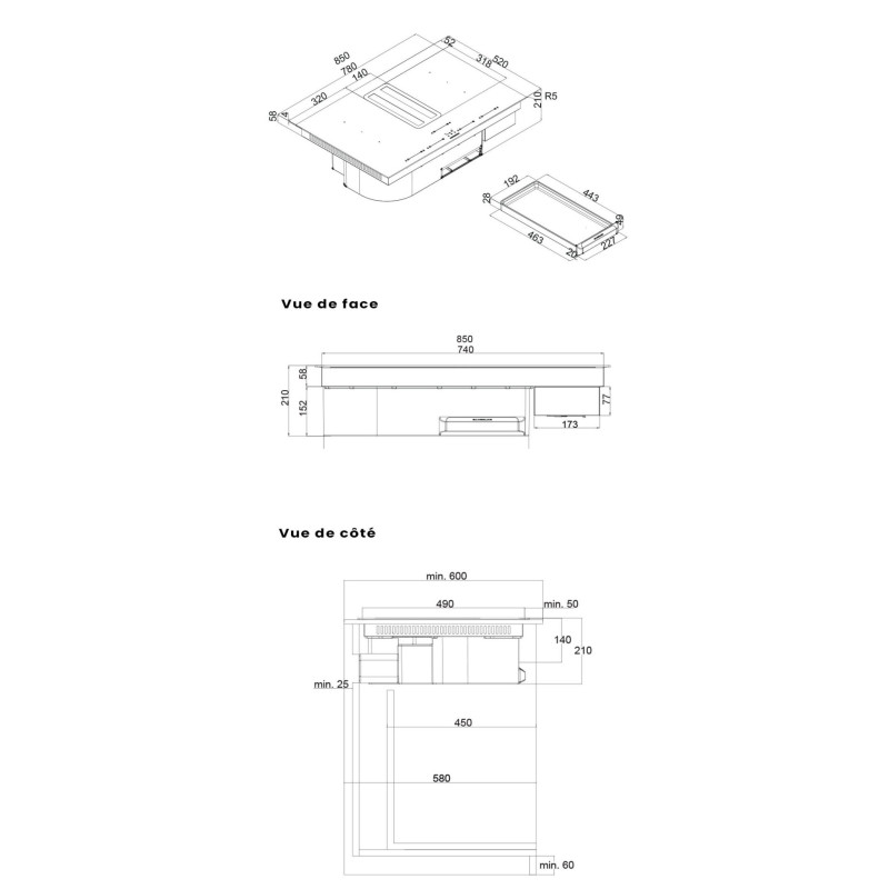 Plaque de cuisson aspirante Silverline78 cm FLOW MAX PRO