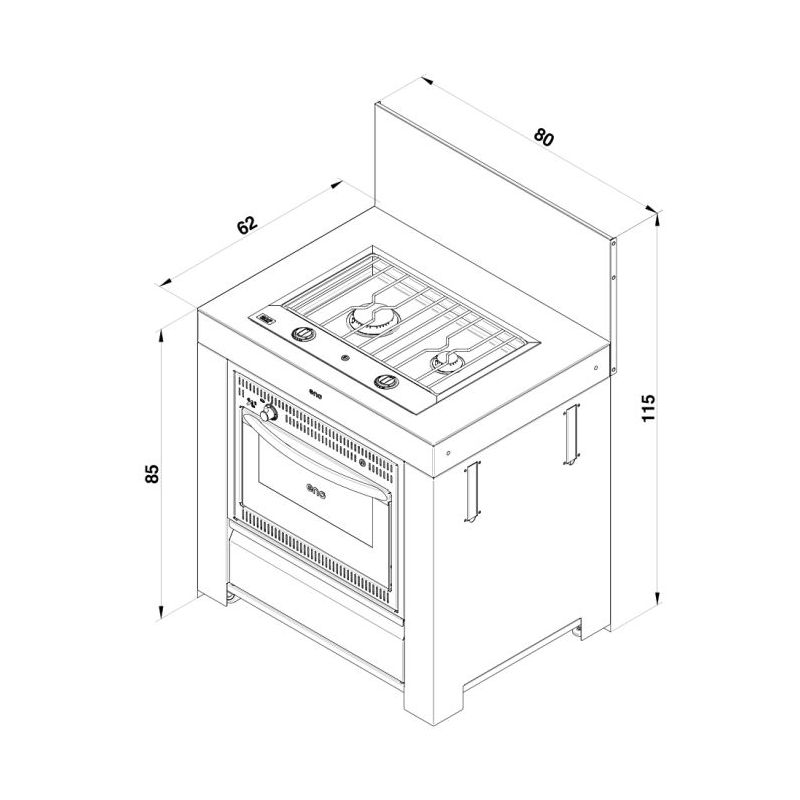 Module cuisinière et four ENO MODULO Noir et Inox
