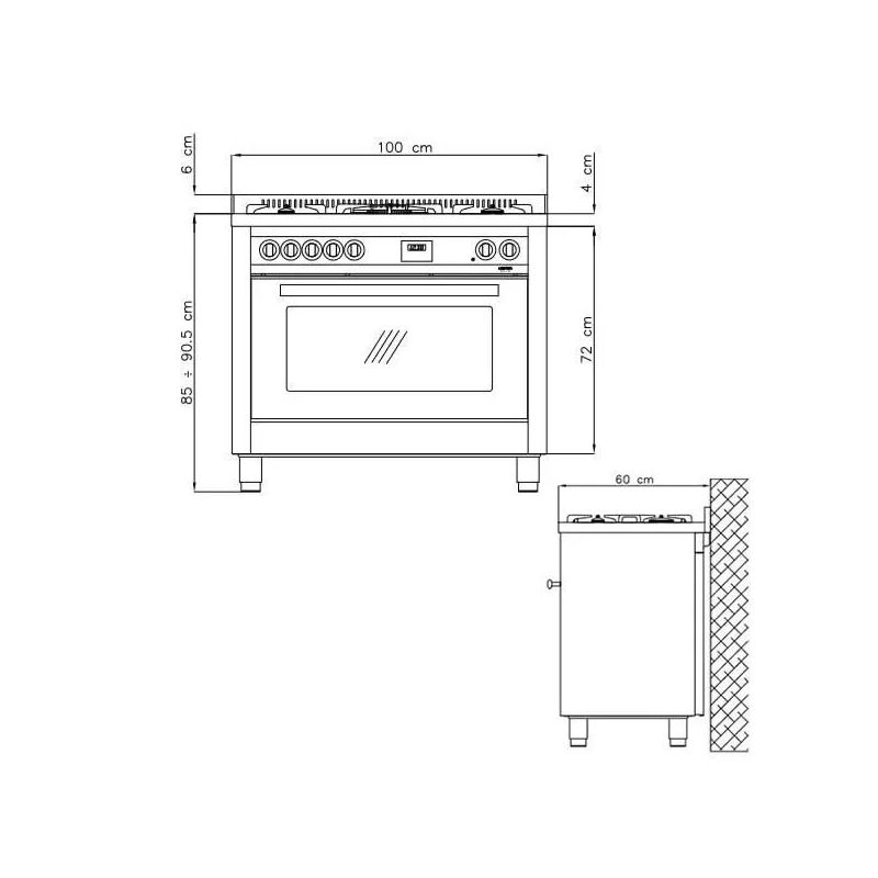 Piano de cuisson Lofra SPECIAL 100 cm mixte