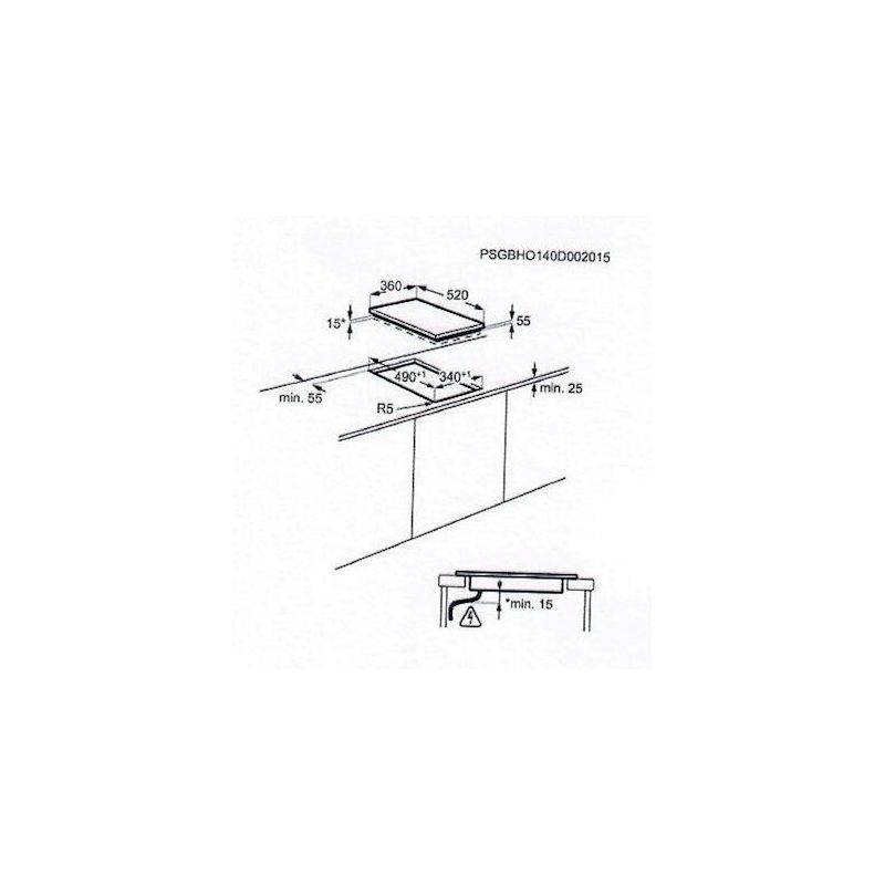 Plaque induction AEG Noir 36cm 1 grand foyer - HC451221EB
