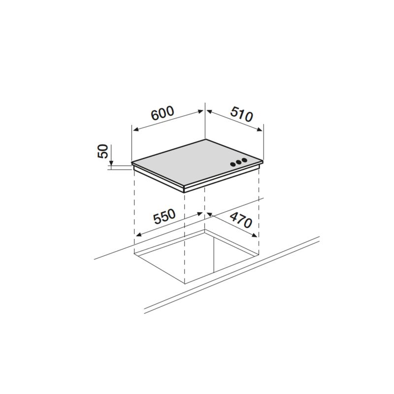 Table de cuisson Airlux gaz en verre 60 cm AV635HBK