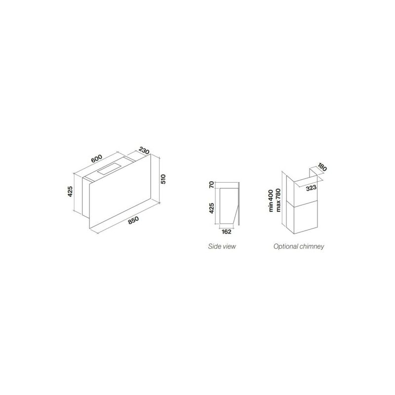 Hotte décorative murale FALMEC Cover1410 verre blanc 85 cm