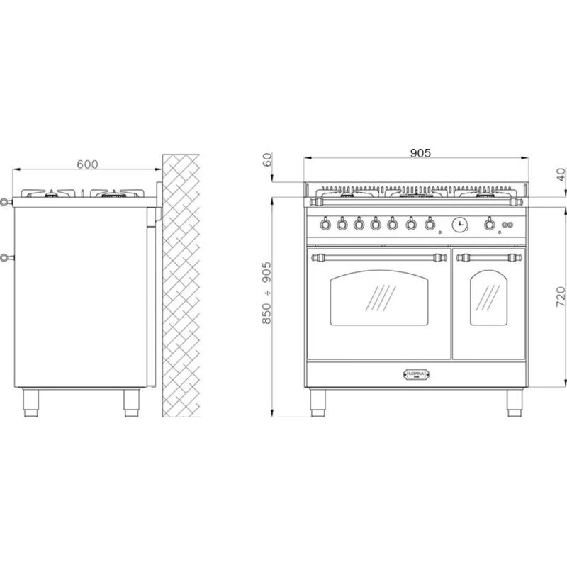 Piano de cuisson Lofra DOLCEVITA 90cm Induction 2 fours - Installation ilôt RNMD96MFTE/5IF
