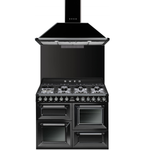 Ensemble  Smeg Piano de cuisson 110 cm mixte + Hotte + Crédence