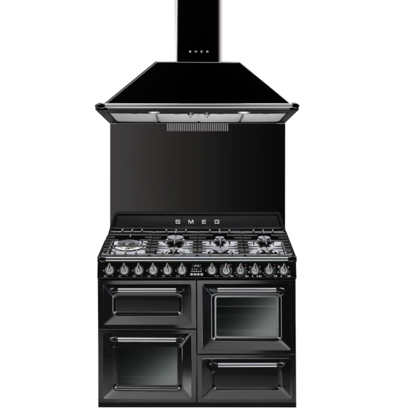 Ensemble  Smeg Piano de cuisson 110 cm mixte + Hotte + Crédence