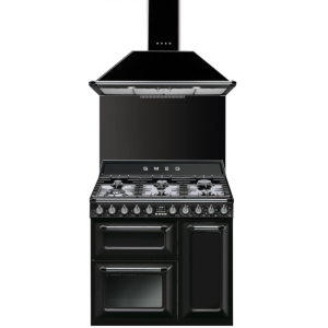 Ensemble  Smeg Piano de cuisson 90 cm mixte + Hotte + Crédence