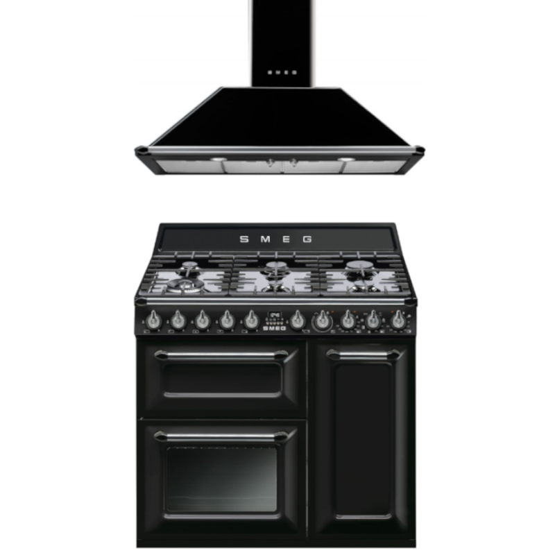 Ensemble Piano de cuisson + Hotte SMEG Victoria 90 cm Mixte
