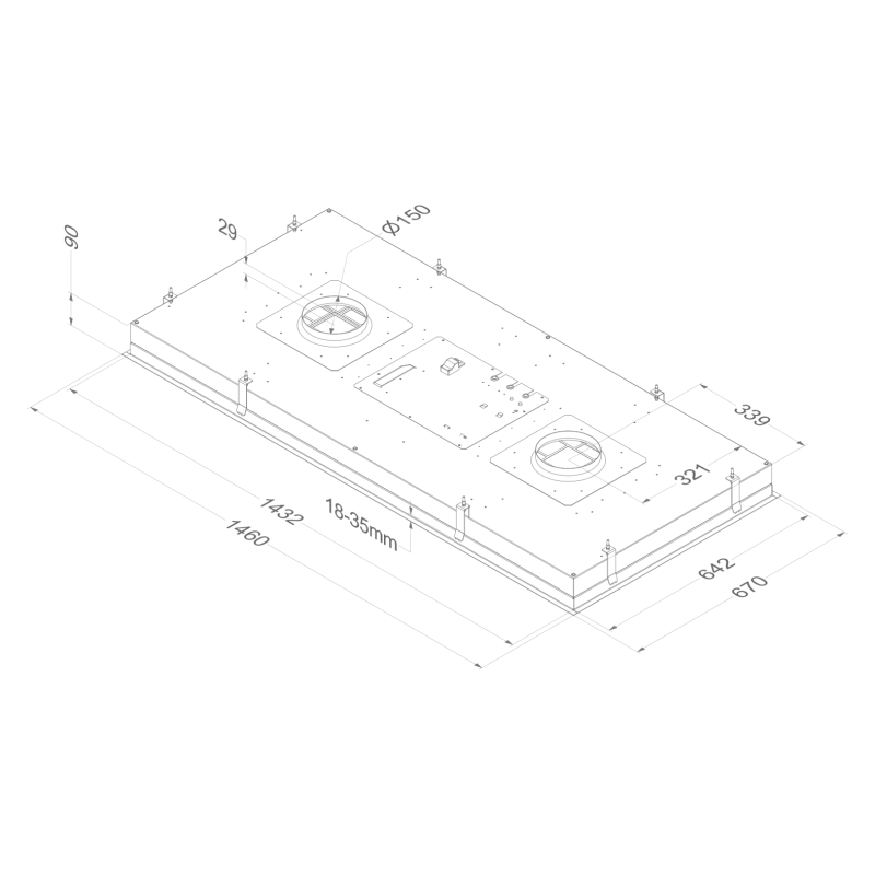Groupe filtrant Plafonnier NOVY 150 cm Maxi Pureline Blanc 856 (SANS MOTEUR)