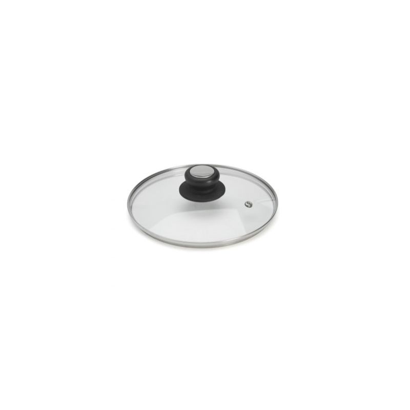 Couvercle DE BUYER en verre cerclé inox avec bouton bakélite/inox