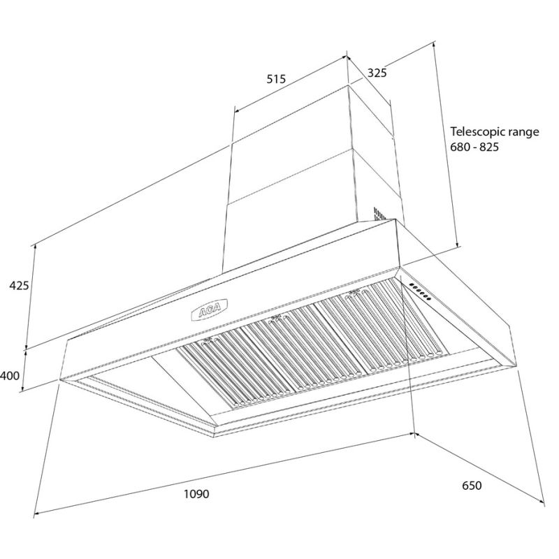Hotte aspirante pyramidale AGA 110cm AGA-HOOD-1090 PH