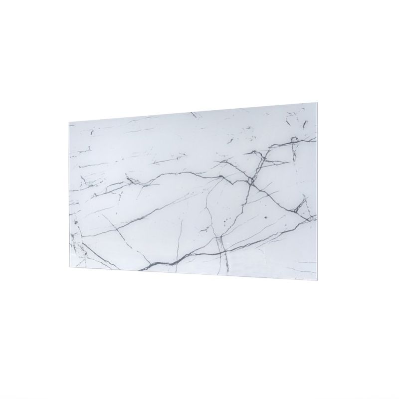 Crédence en verre trempé 90 cm Laqué blanc effet marbré