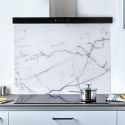 Crédence en verre trempé 90 cm Laqué blanc effet marbré
