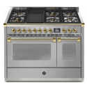 Piano de cuisson STEEL ASCOT 120 cm combi-steam - 6 feux gaz + 1 barbecue 6B
