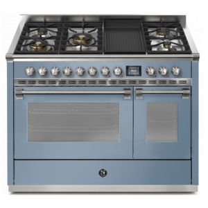 Piano de cuisson STEEL ASCOT 120 cm combi-steam - 6 feux gaz + 1 barbecue 4BM