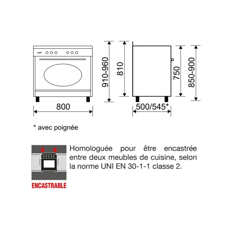 Cuisinière 80cm rustique GLEM
