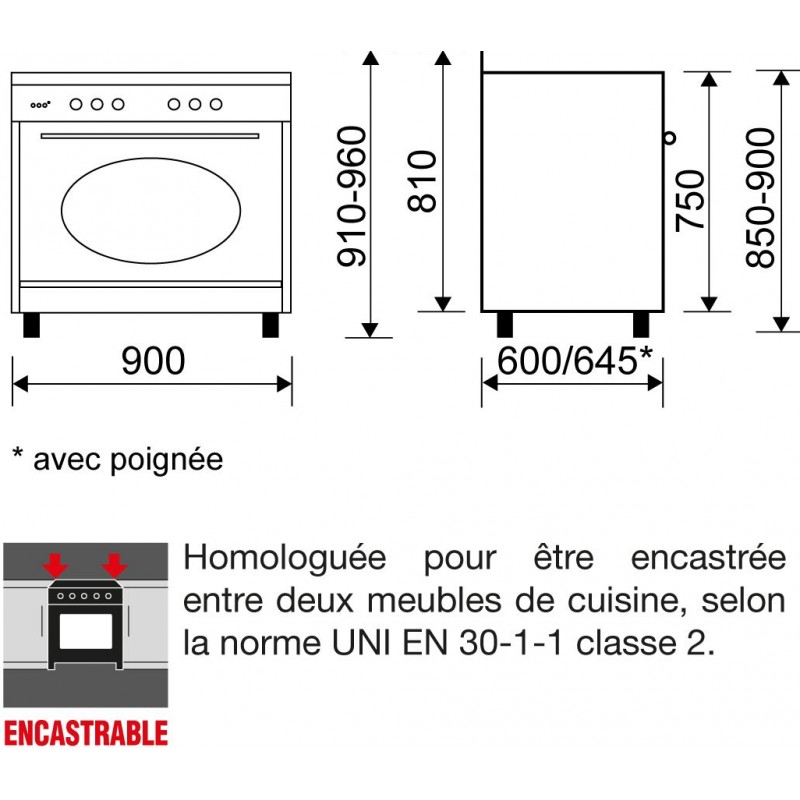 Cuisinière 90cm rustique GLEM GU960CMR