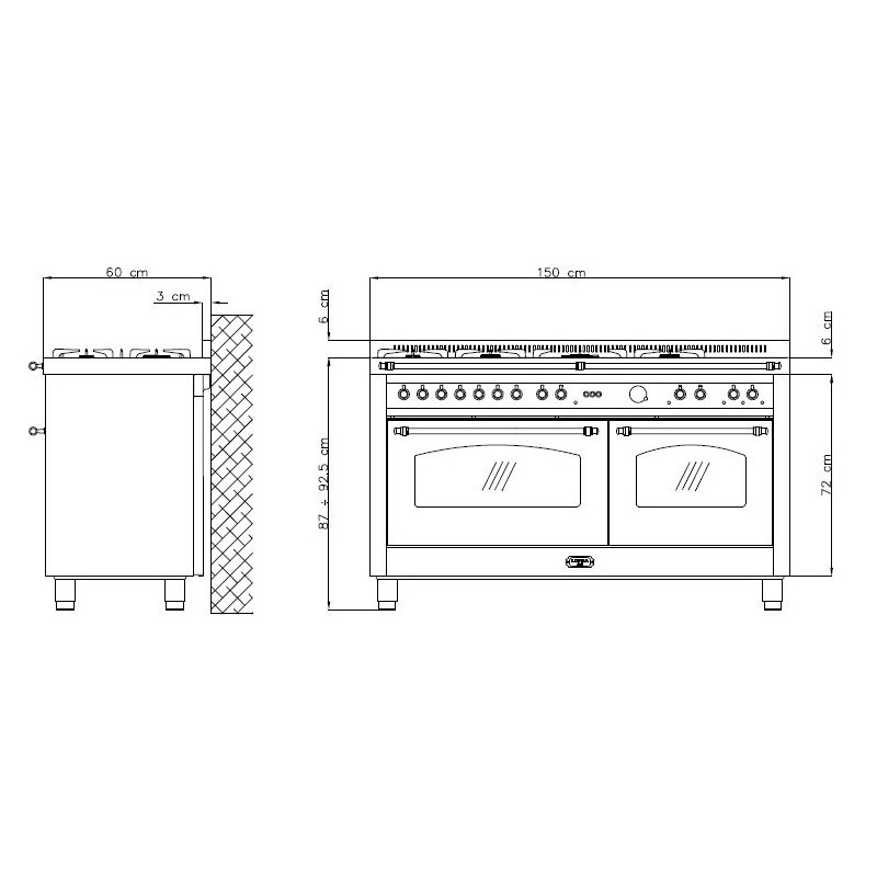 Piano de cuisson Lofra DOLCEVITA 150cm Mixte