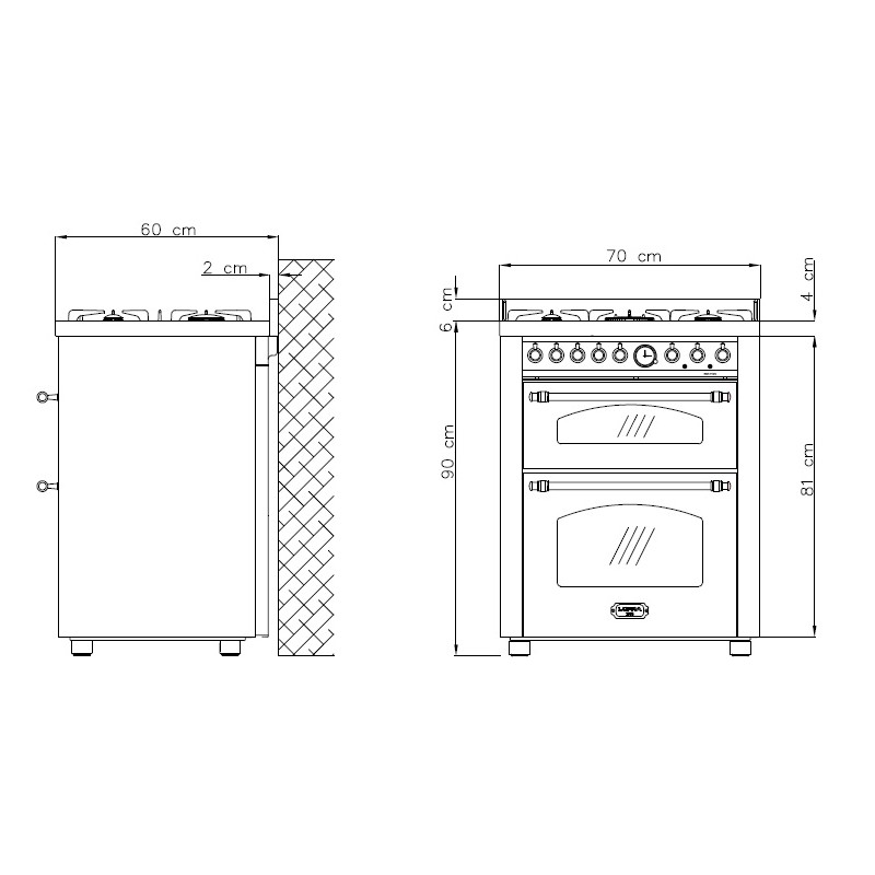 Piano de cuisson Lofra Dolcevita 70cm Mixte