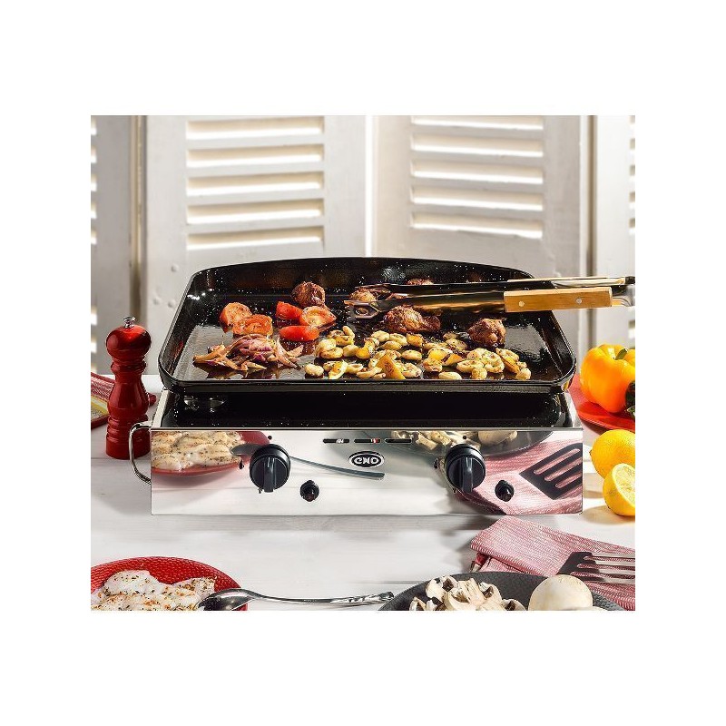 Plancha gaz  ENO OCEANE 50 nourriture dessus