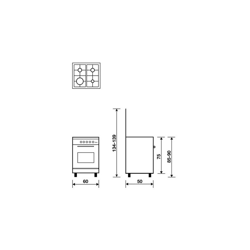 Gazinière catalyse GLEM GA650CMIX 60x50 cm
