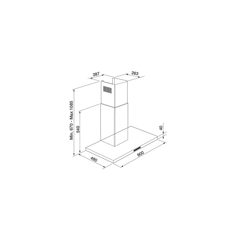 Hotte décorative murale AIRLUX 90cm