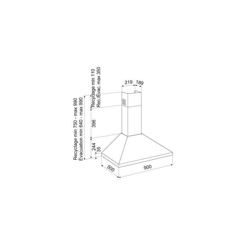 Hotte décorative murale AIRLUX 90cm