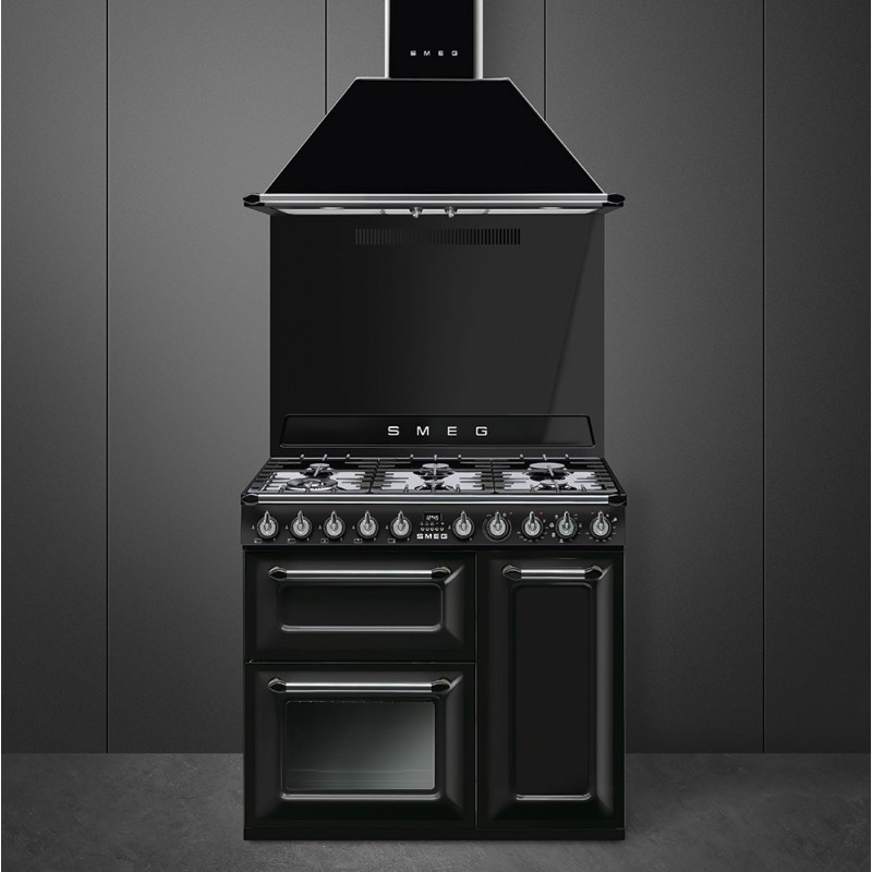 Ensemble  Smeg Piano de cuisson 110 cm mixte + Hotte + Crédence