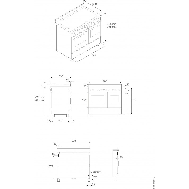 Piano de cuisson BERTAZZONI Master Series 100 cm deux fours 6 brûleurs inox