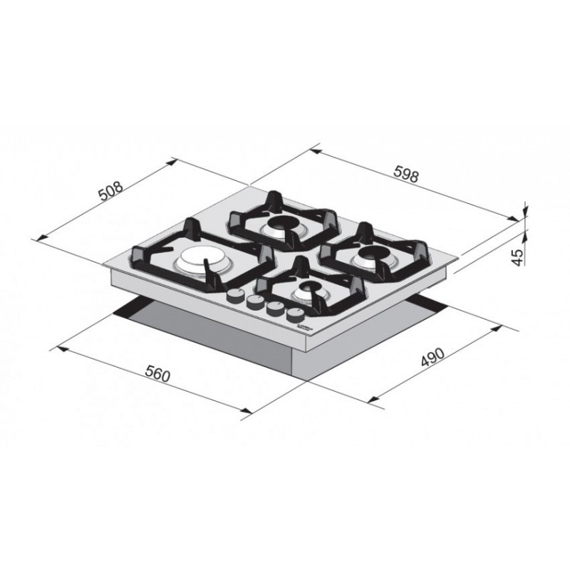 Plaque de cuisson LOFRA DOLCEVITA 60cm 4 feux gaz