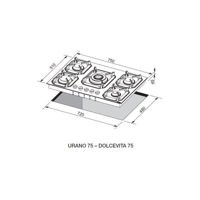 Plaque de cuisson LOFRA DOLCEVITA 75cm 5 feux gaz