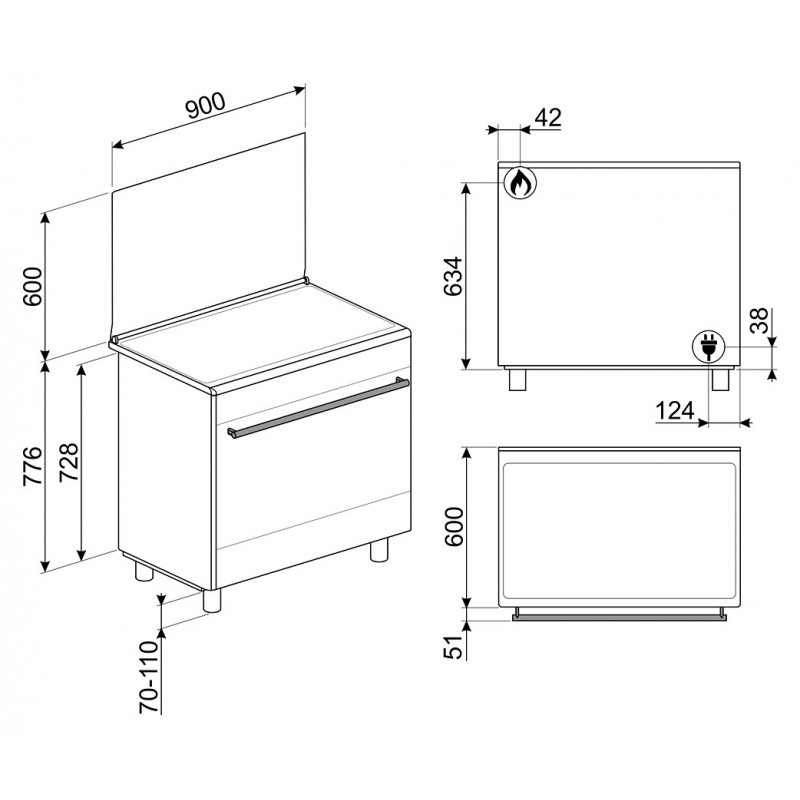 Piano de cuisson mixte SMEG 90 cm