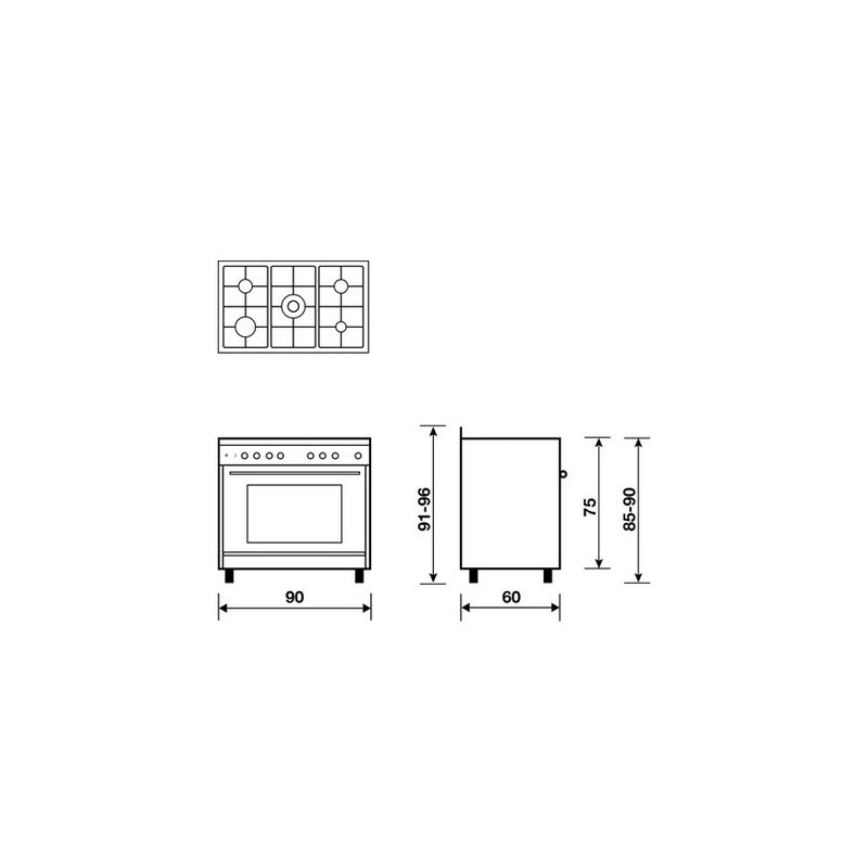 Cuisinière mixte GLEM E-Cooker 90CM Inox GX96CMIX2