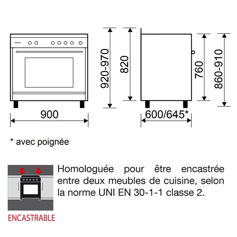 Cuisinière 90cm double four GLEM GXD96CVBR