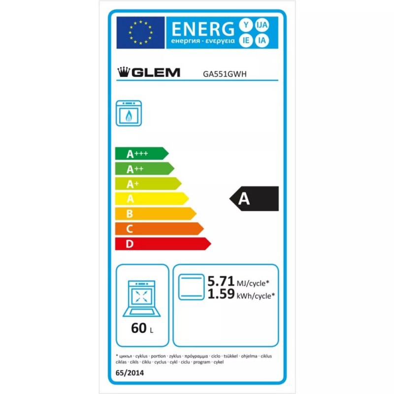 Gazinière émail lisse Blanche GLEM GA551GWH 53x50 cm