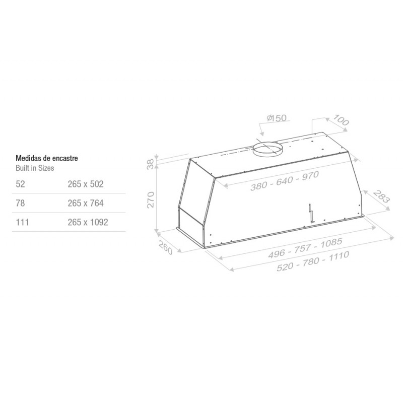Hotte groupe filtrant encastrable Pando NCR