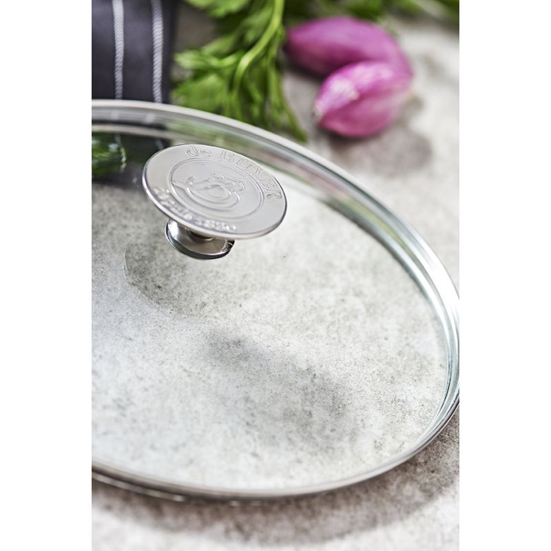 Couvercle Ø18 en verre pontet inox DE BUYER 3429.18