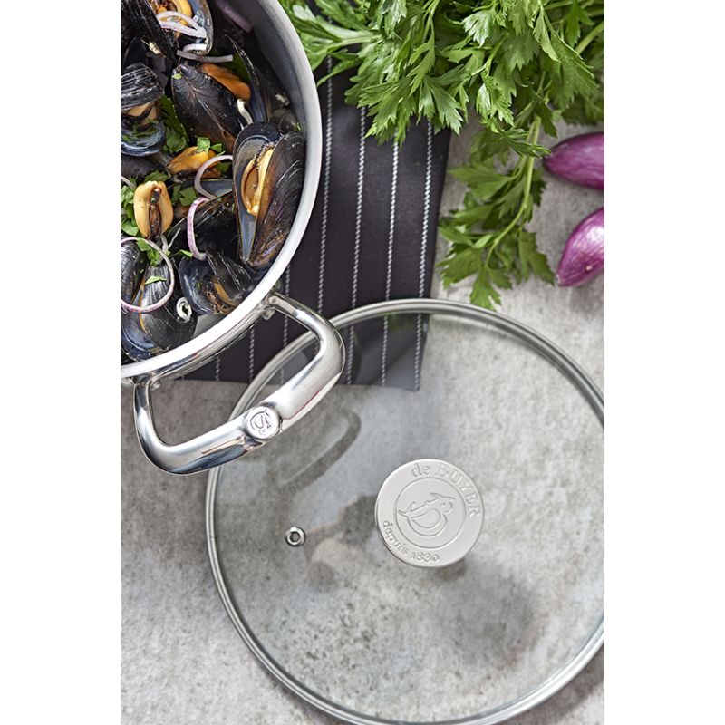 Couvercle Ø14 en verre pontet inox DE BUYER 3429.14
