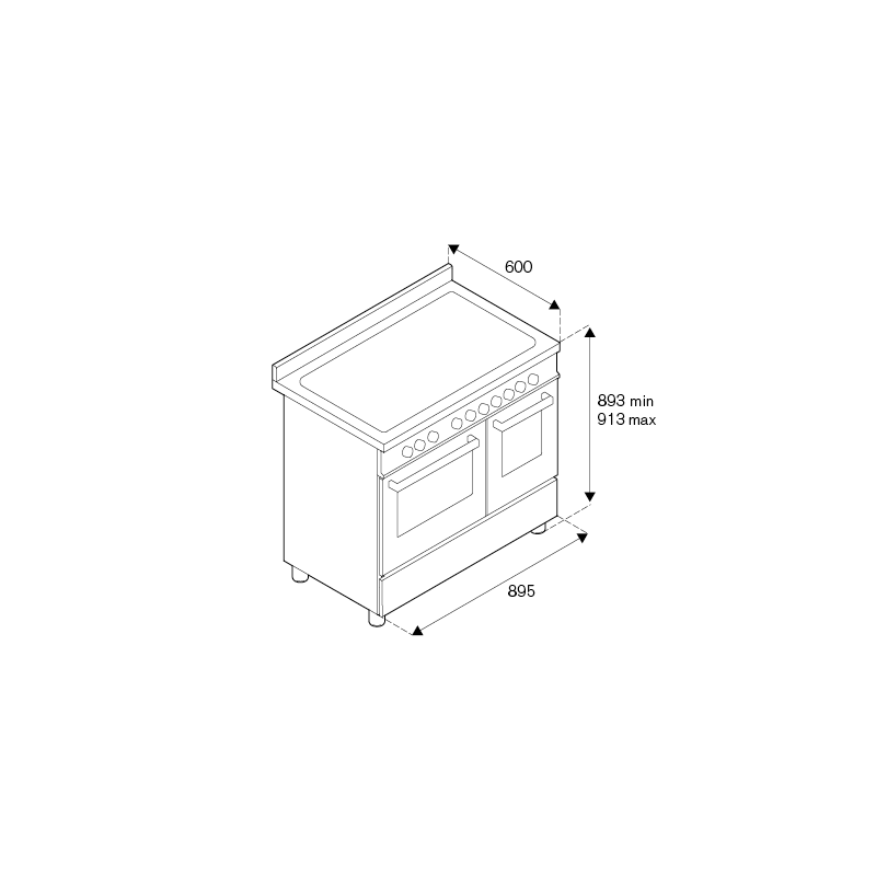 Piano de cuisson BERTAZZONI Professional 90 cm 2 fours Induction